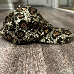 All Over Sequin Leopard Print Baseball Cap